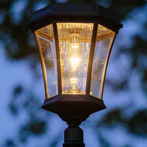 Lighteme Solar-Laternenpfahlleuchten – Solarlampe mit Glühbirne – 3-Wege-Montierung