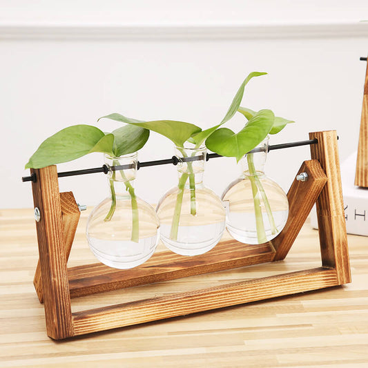 Vase hydroponique à cadre en bois Lighteme