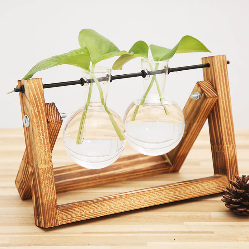 Vase hydroponique à cadre en bois Lighteme