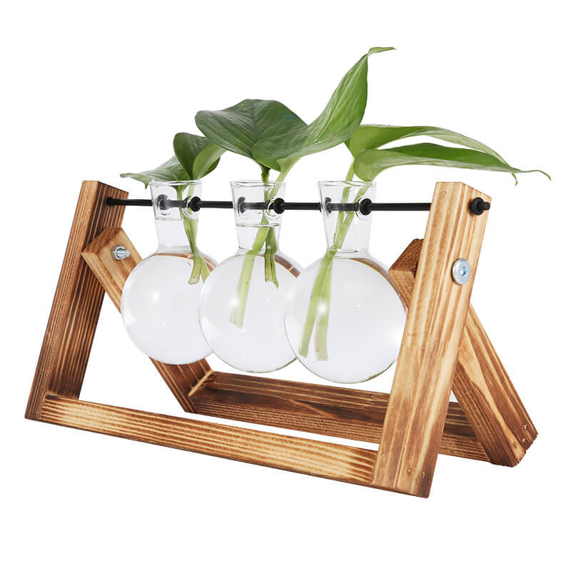 Vase hydroponique à cadre en bois Lighteme