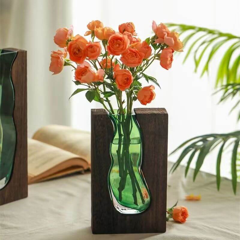 Lighteme Wooden Holder Glass Vase