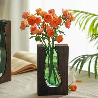 Lighteme Wooden Holder Glass Vase