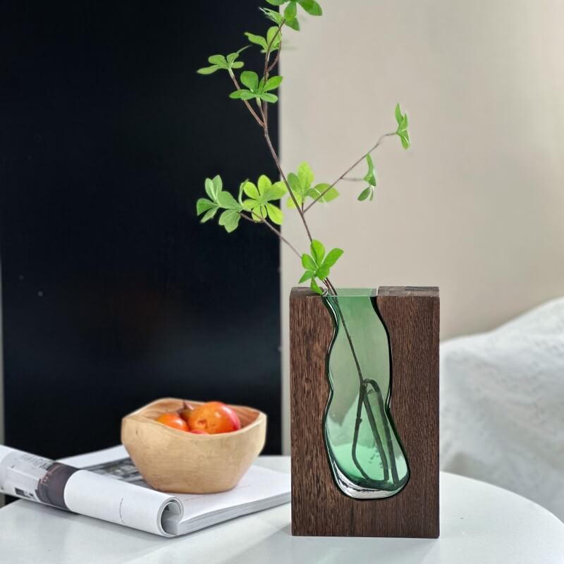 Lighteme Wooden Holder Glass Vase