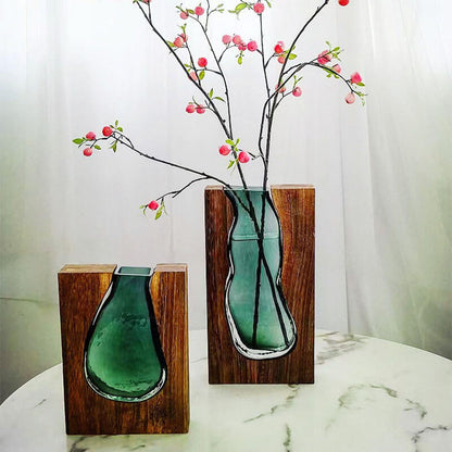 Lighteme Wooden Holder Glass Vase