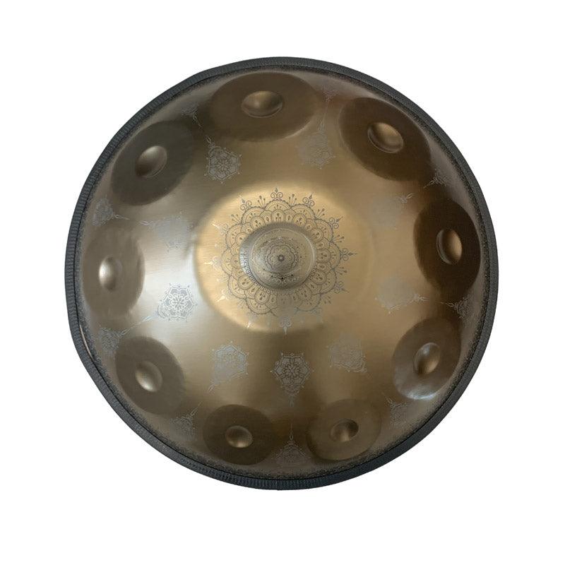 Lighteme Handpan Drum High-end 22 Inch 10 Notes Kurd Scale D Minor, Available in 432 Hz and 440 Hz, Featured High-end Stainless Steel Percussion Instrument - Laser engraved Mandala pattern. Never fade.