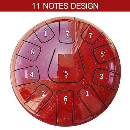 AS TEMAN Tambour à langue en acier | Tambour réservoir de la série Starry Sky pour le yoga et la méditation avec coffret cadeau | 10 pouces 11 notes rouge