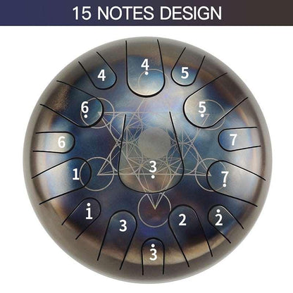 AS TEMAN Steel Tongue Drum | Constellation Series Tanktrommel für Yoga & Meditation mit Geschenkset | 12 Zoll 15 Töne mehrere Muster