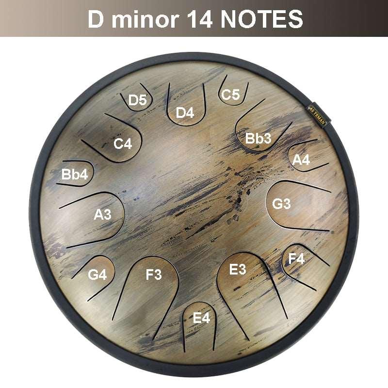 AS TEMAN Steel Tongue Drum | Saturn Universe Series Tanktrommel für Yoga & Meditation mit Geschenkset | 14 Zoll 14 Töne Golden