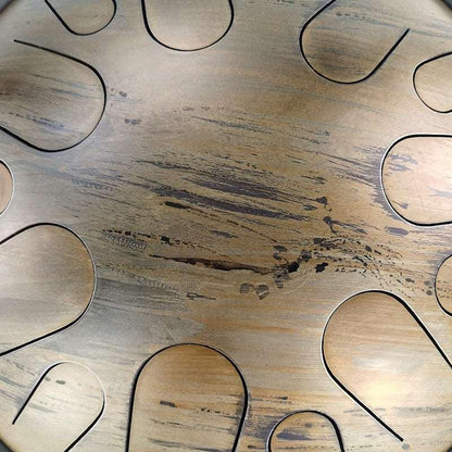 AS TEMAN Steel Tongue Drum | Saturn Universe Series Tanktrommel für Yoga & Meditation mit Geschenkset | 14 Zoll 14 Töne Golden