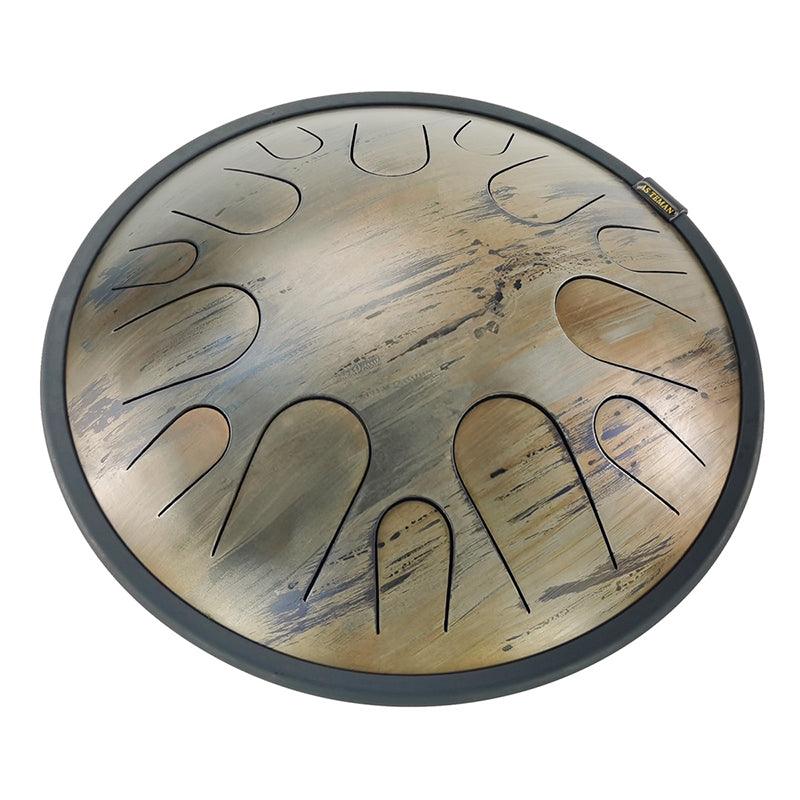 AS TEMAN Steel Tongue Drum | Saturn Universe Series Tanktrommel für Yoga & Meditation mit Geschenkset | 14 Zoll 14 Töne Golden
