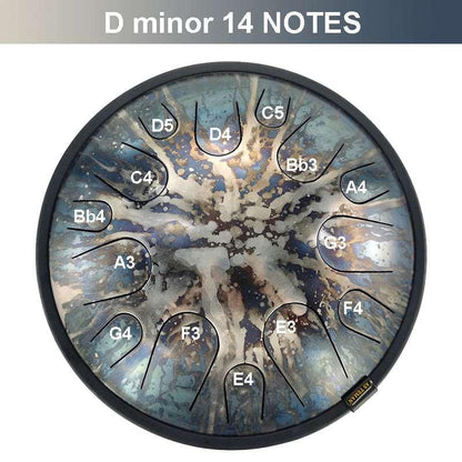AS TEMAN Steel Tongue Drum | Starlight Universe Series Tanktrommel für Yoga & Meditation mit Geschenkset | 14 Zoll 14 Töne Blau