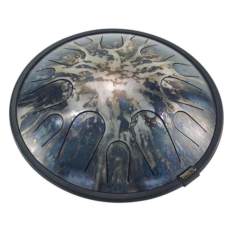 AS TEMAN Steel Tongue Drum | Starlight Universe Series Tanktrommel für Yoga & Meditation mit Geschenkset | 14 Zoll 14 Töne Blau