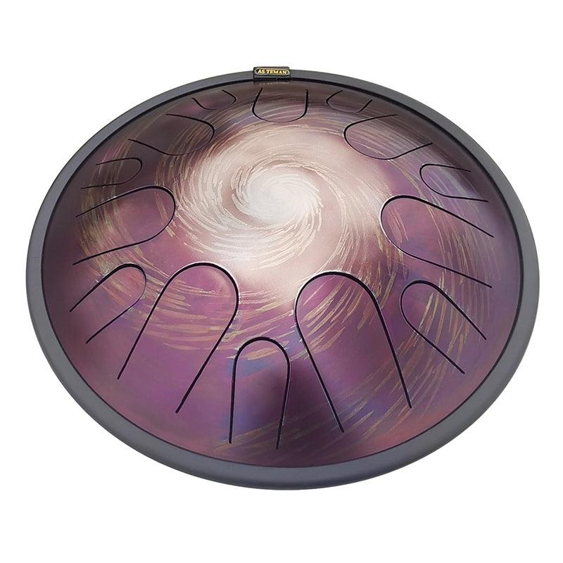 AS TEMAN Steel Tongue Drum | Black-Hole Universe Series Tanktrommel für Yoga & Meditation mit Geschenkset | 14 Zoll 14 Töne Lila