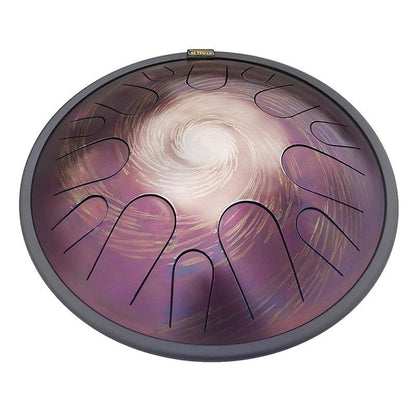 AS TEMAN Steel Tongue Drum | Black-Hole Universe Series Tanktrommel für Yoga & Meditation mit Geschenkset | 14 Zoll 14 Töne Lila