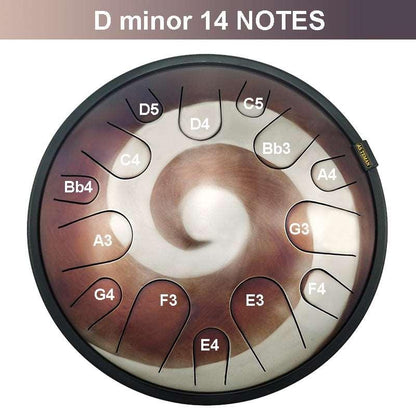 AS TEMAN Steel Tongue Drum | Comet Universe Series Tanktrommel für Yoga & Meditation mit Geschenkset | 14 Zoll 14 Töne Braun