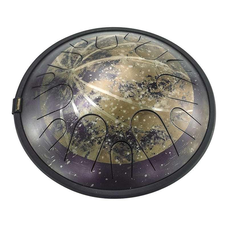 AS TEMAN Steel Tongue Drum | Moon Universe Series Tanktrommel für Yoga & Meditation mit Geschenkset | 14 Zoll 14 Töne Golden