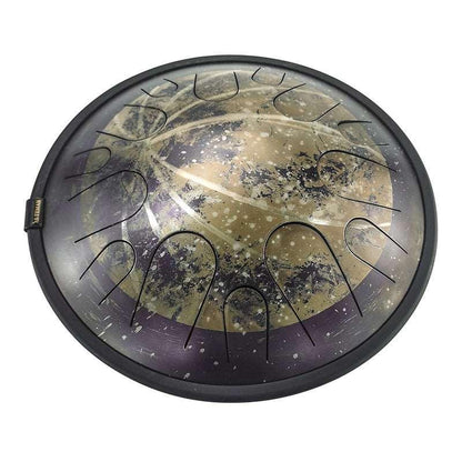 AS TEMAN Steel Tongue Drum | Moon Universe Series Tanktrommel für Yoga & Meditation mit Geschenkset | 14 Zoll 14 Töne Golden