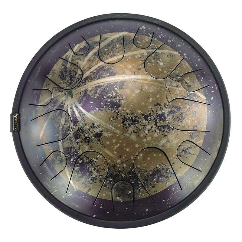 AS TEMAN Steel Tongue Drum | Moon Universe Series Tanktrommel für Yoga & Meditation mit Geschenkset | 14 Zoll 14 Töne Golden