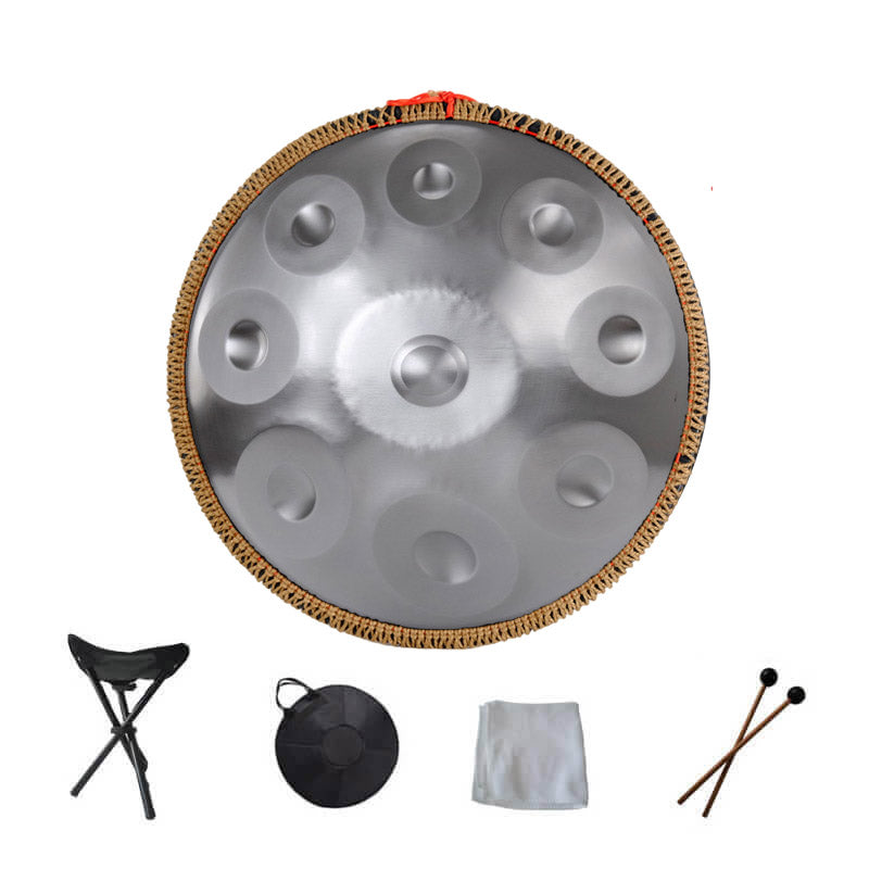 Lighteme 22 Inches 9 Notes D Minor Stainleacss Steel Handpan Drum With Rope, Available in 440 Hz