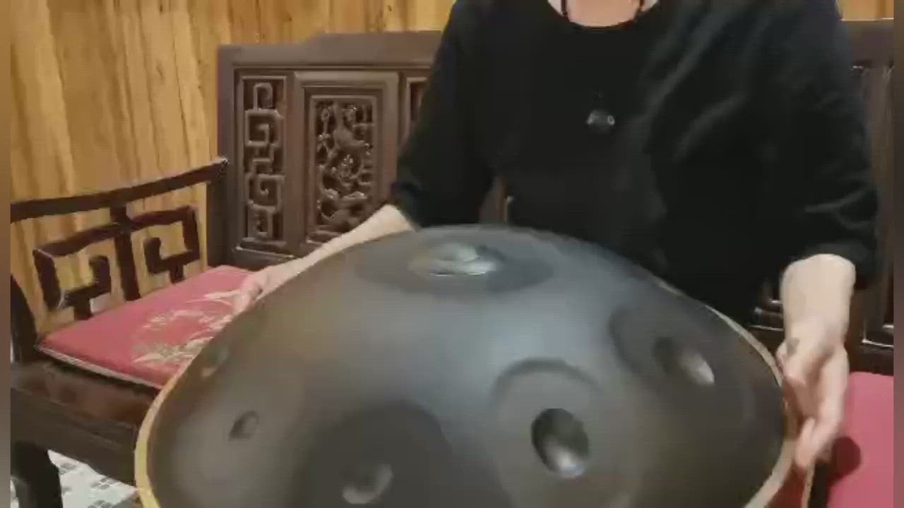  Lighteme Level A Upgrade Space Grey Kurd Scale D Minor 22 Inch 9/10 Notes Nitride Steel Handpan Drum, Available in 440 Hz, High-end Percussion Instrument