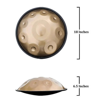 Lighteme Acier inoxydable Handpan Drum Mini 18 pouces Pure Golden 9 Notes G Mineur Hangdrum
