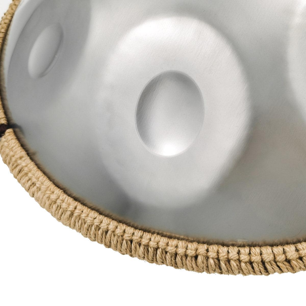 Lighteme Acier inoxydable Handpan Drum Argent Sterling 22 Pouces 10 Notes Ré Mineur Kurd Scale Hangdrum