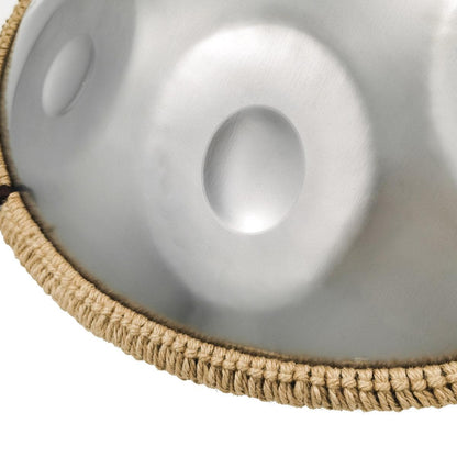 Lighteme Acier inoxydable Handpan Drum Argent Sterling 22 Pouces 10 Notes Ré Mineur Kurd Scale Hangdrum
