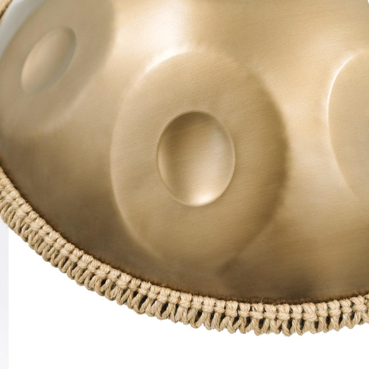 MiSoundofNature Edelstahl Handpan Drum Pure Golden 22 Zoll 10 Noten d-Moll Kurd Scale Hangdrum
