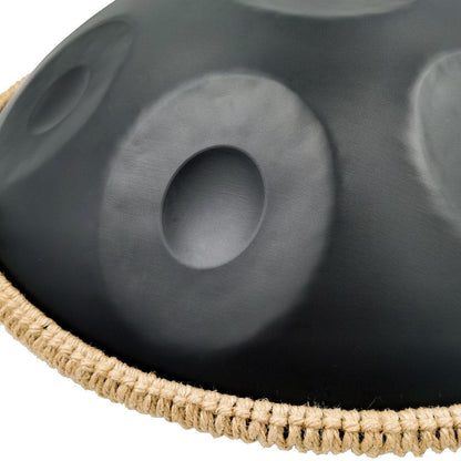 Lighteme Acier nitruré Handpan Drum Pure Black 22 Pouces 9 Notes Ré Mineur Kurd Scale Hangdrum