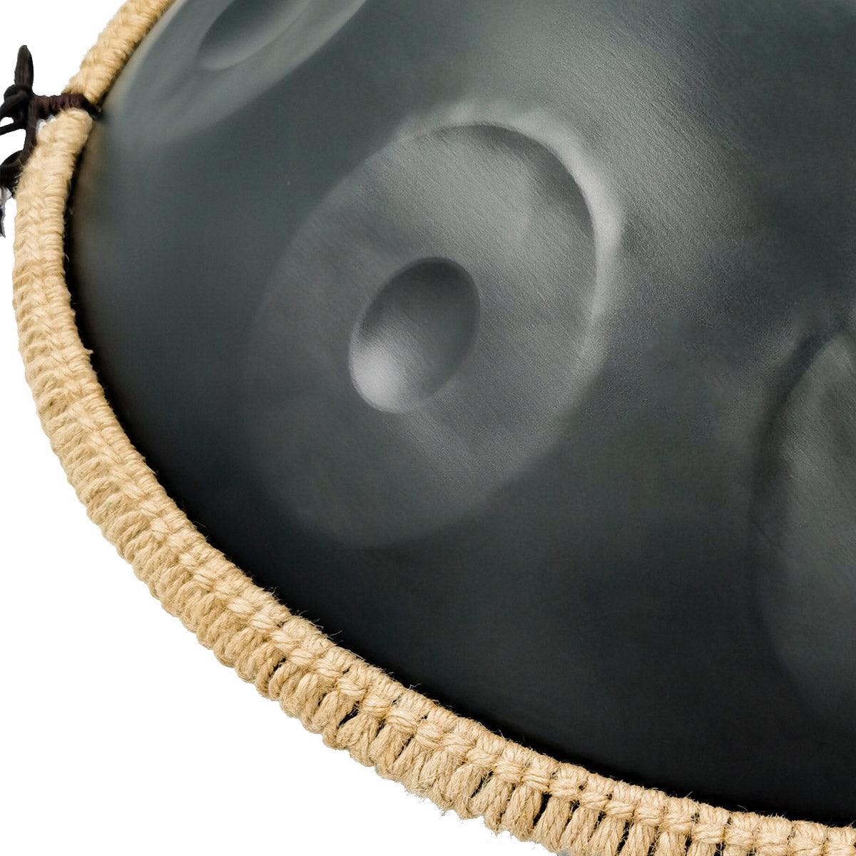 Lighteme Acier nitruré Handpan Drum Pure Black 22 pouces 10 Notes Ré Mineur Kurd Scale Hangdrum