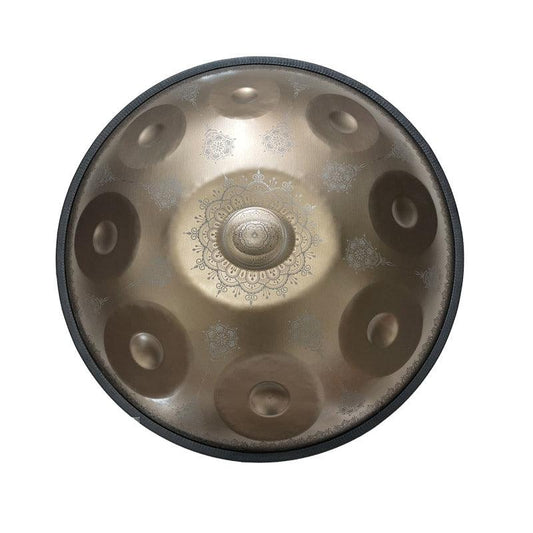 Lighteme Handpan Drum Handmade Drum Kurd Scale / Celtic Scale D Minor 22 Inch 9 Notes Featured, Available in 432 Hz and 440 Hz, High-end Nitride Steel Percussion Instrument - Laser engraved Mandala pattern. Never fade.