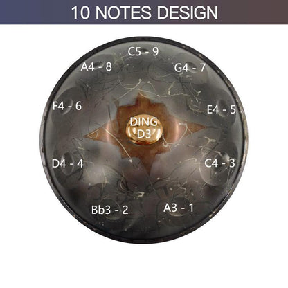 Lighteme As Teman Handpan Dark Knight 10 notes échelle ré mineur Hangdrum bleu violet avec coffret cadeau