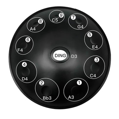 AS TEMAN Handpan Kaufen - Edelstahl 10 Töne Kurd D Moll 432 440 Hz Hang Drum Schwarz