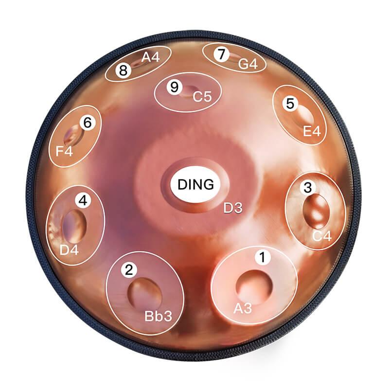 AS TEMAN Handpan Pure Brown 10 Notes Ré Mineur Scale Hangdrum avec coffret cadeau