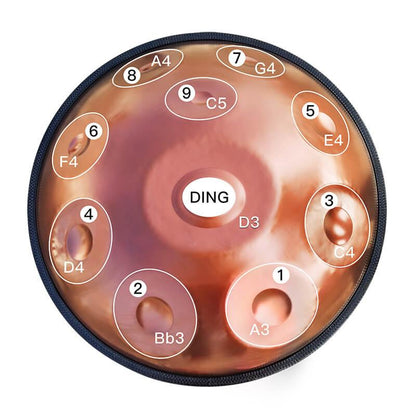 AS TEMAN Handpan Pure Brown 10 Notes Ré Mineur Scale Hangdrum avec coffret cadeau