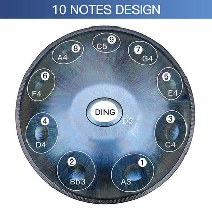 Lighteme As Teman Handpan Stars 10 Notes D Minor Scale Blue hangdrum with gift set