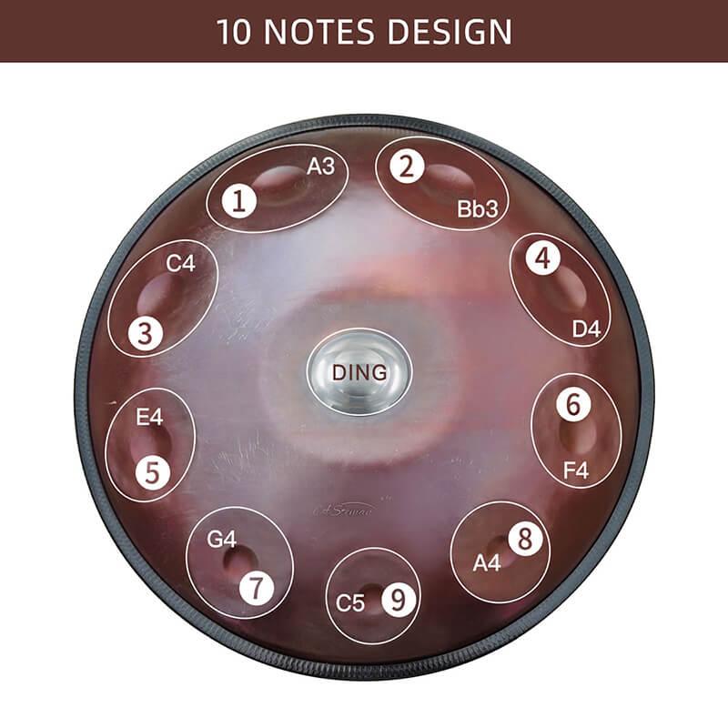 Lighteme As Teman Handpan CHAOS 10 Notes D Minor Scale Fuchsia hangdrum with gift set
