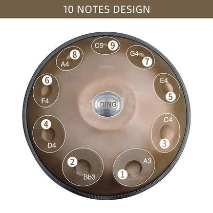 AS TEMAN Handpans - Candle Dragon Hang Drum d Kurd 10 Töne Gold  432 440 Hz Nitrierter Stahl