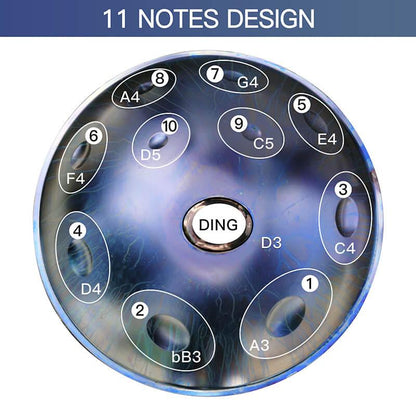 AS TEMAN Handpan Starlight 11 Notes Ré Mineur Scale Blue Hangdrum avec coffret cadeau