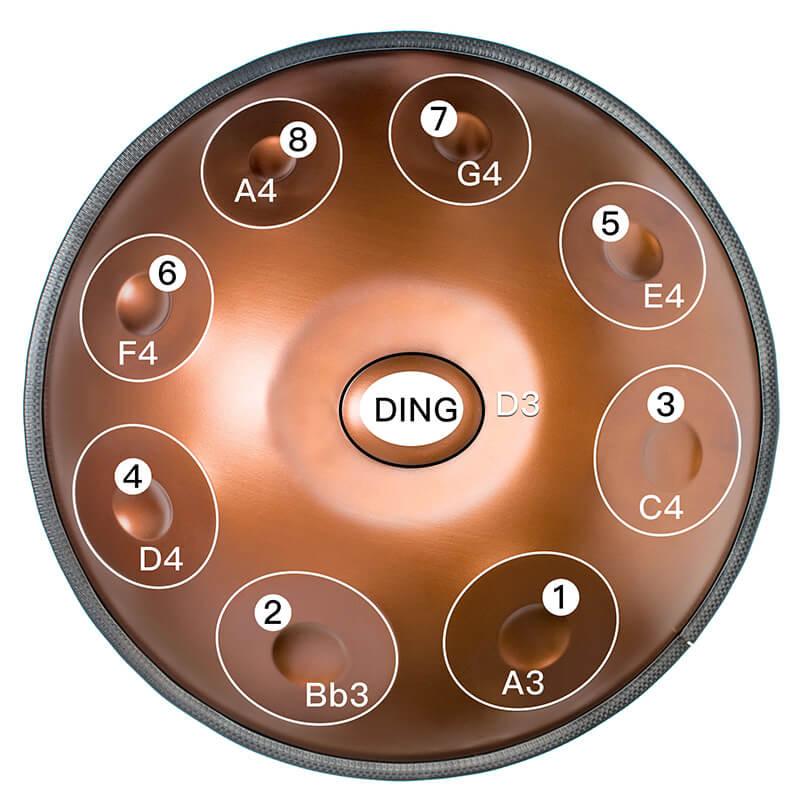 AS TEMAN Handpan Pure Brown 9 Notes Ré Mineur Scale Hangdrum avec coffret cadeau