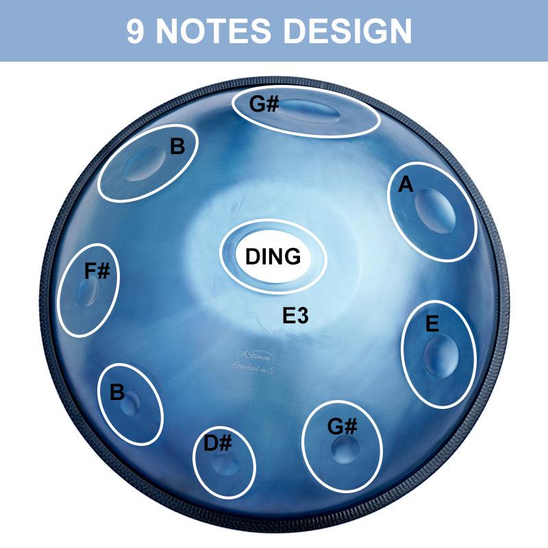 AS TEMAN Handpan Edelstahl Kaufen - E Halcyon 9 Töne Hang Instrument 432 Hz 440 Hz (Ice Age Multiple)