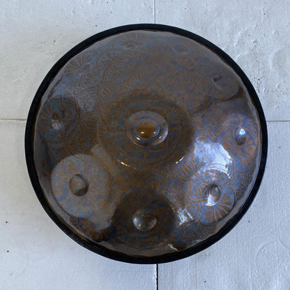 Lighteme Custom Epiphany Entirely Handmade Handpan Drum - Sabye Scale D Minor Stainless Steel 22 In 9/10/12 Notes