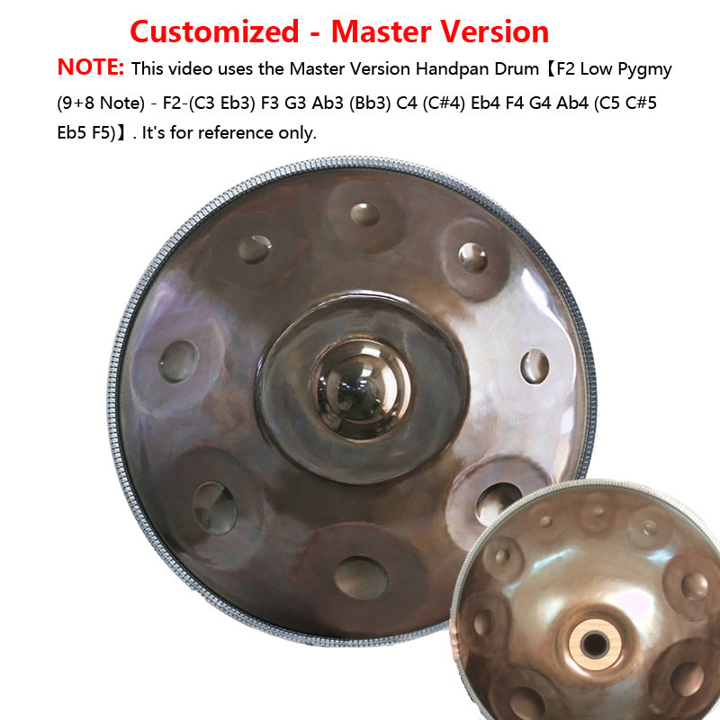 Lighteme Customized A2 Master Version High-end Stainless Steel Handpan Drum, Available in 432 Hz and 440 Hz, 22 Inch 9/13/14/15 Notes Professional Performances Percussion Instrument