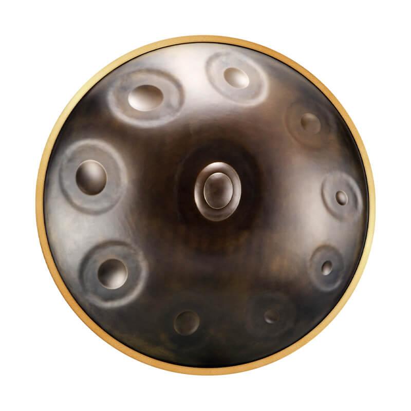 Lighteme Level A Upgrade Bronze Kurd Scale D Minor 22 Inch 9/10 Notes Nitride Steel Handpan Drum, Available in 440 Hz, High-end Percussion Instrument