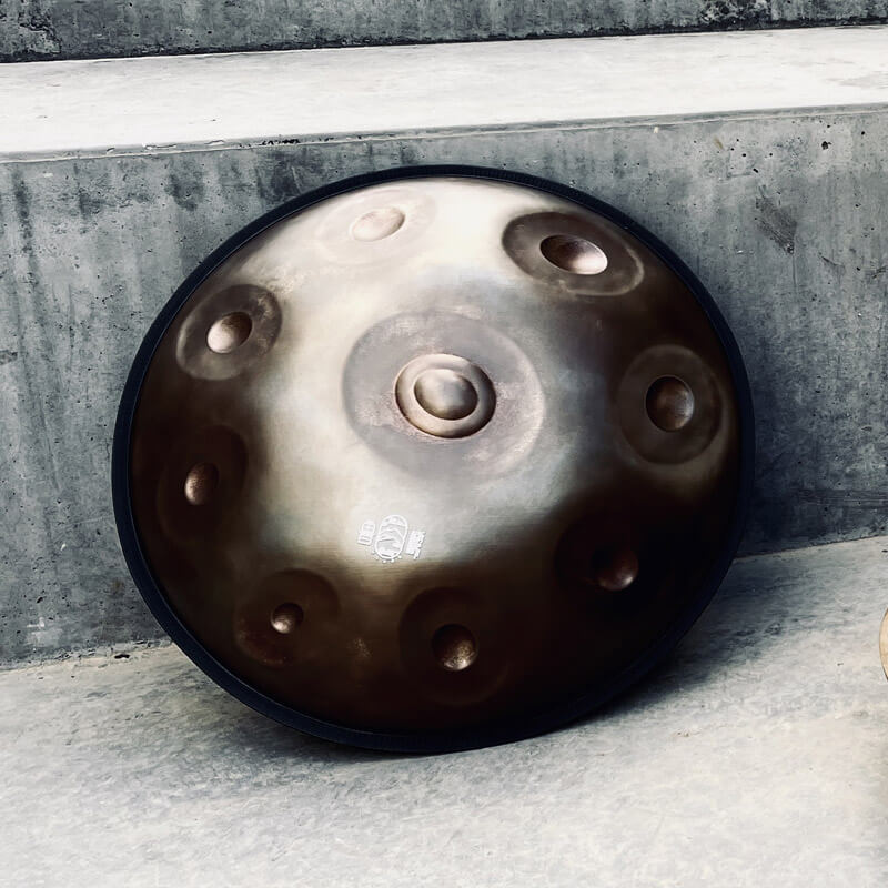 Lighteme Level B Upgrade Bronze Kurd Scale D Minor 22 Inch 9/10 Notes Nitride Steel Handpan Drum, Available in 440 Hz, High-end Percussion Instrument