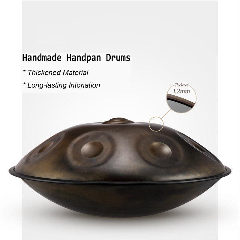 Lighteme Level B Upgrade Bronze Kurd Scale D Minor 22 Inch 9/10 Notes Nitride Steel Handpan Drum, Available in 440 Hz, High-end Percussion Instrument