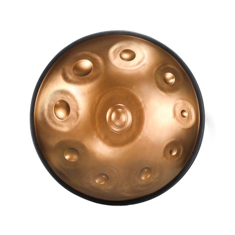 Lighteme Level C Upgrade Dazzling Gold Kurd Scale D Minor 22 Inch 10 Notes Stainless Steel Handpan Drum, Available in 440 Hz, High-end Percussion Instrument