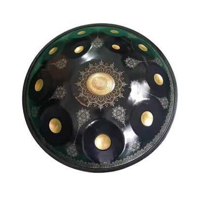 HLURU Royal Garden Handmade Handpan Drum, Available in 432 Hz and 440 Hz, Kurd Scale / Celtic Scale D Minor 22 Inch 9/10/12 Notes Featured High-end Nitride Steel Percussion Instrument - Gold-plated Sound Area, Laser engraved Mandala pattern. Never fade. - HLURU