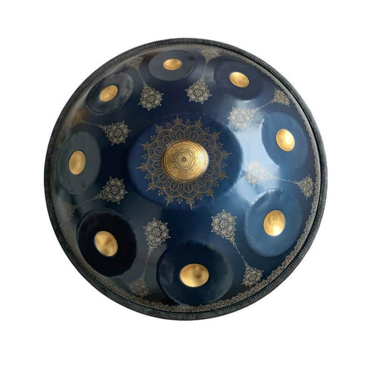 HLURU Royal Garden Handmade Handpan Drum, Available in 432 Hz and 440 Hz, Kurd Scale / Celtic Scale D Minor 22 Inch 9/10/12 Notes Featured High-end Nitride Steel Percussion Instrument - Gold-plated Sound Area, Laser engraved Mandala pattern. Never fade. - HLURU
