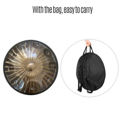 HLURU Sun God 22 Inch 9/10/12 Notes High-end Stainless Steel Handpan Drum, Kurd / Celtic D Minor, Available in 432 Hz and 440 Hz - Severe Quenching Heat Treatment - HLURU